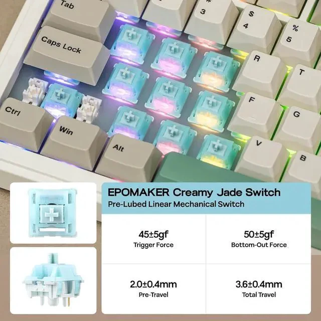 Alt view image 5 of 7 - RT82 Wireless Mechanical Keyboard with Screen+Click Lite Wireless Gaming Mouse