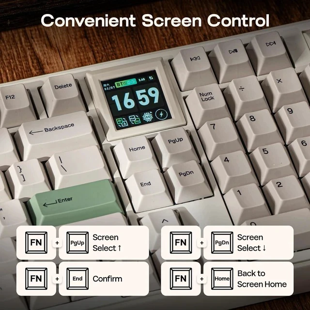 Alt view image 4 of 7 - RT100 PRO Wireless Gaming Keyboard with 1.54" Screen&Knob+CloudGel Wrist Rest for Keyboard and Mouse