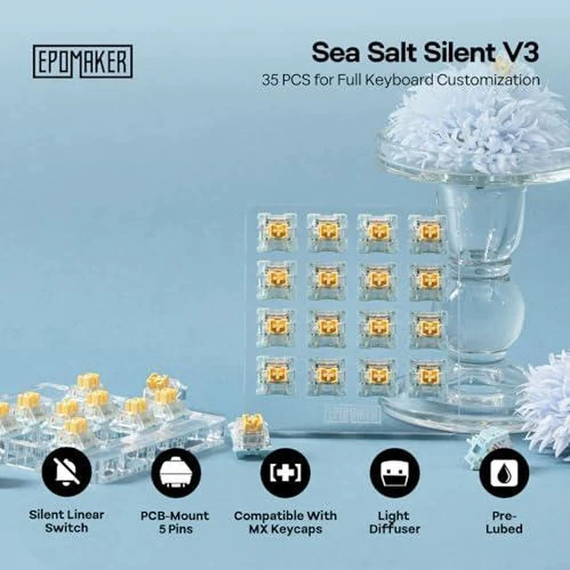 Alt view image 6 of 7 - RT100 PRO Wireless Gaming Keyboard with 1.54" Screen&Knob+Sea Salt V3 Silent Mechanical Keyboard Switches Set
