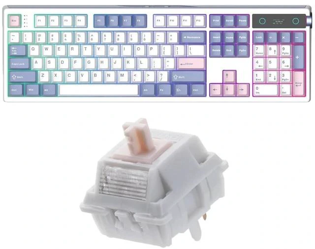 Main image of TH108 PRO Full Size Mechanical Keyboard with Screen & Knob+Cream Marble 47gf Gaming Keyboard Switches
