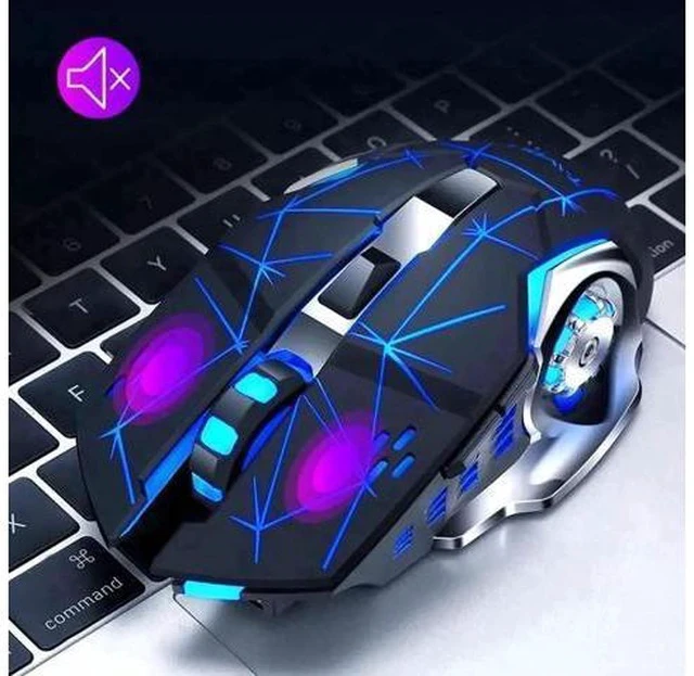 Alt view image 2 of 5 - Wireless Silent Gaming Mouse 2.4Ghz 2400 DPI Rechargeable Adjustable 7 Color Backlight Breathing Gamer Mouse Game Mice for PC Laptop