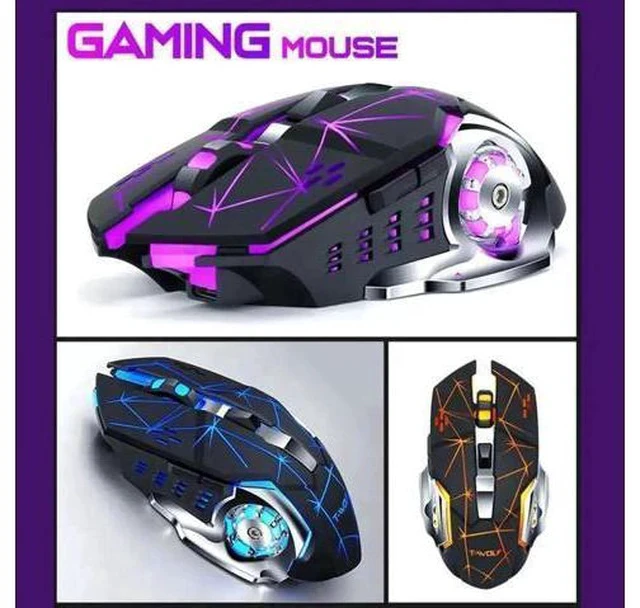 Alt view image 5 of 5 - Wireless Silent Gaming Mouse 2.4Ghz 2400 DPI Rechargeable Adjustable 7 Color Backlight Breathing Gamer Mouse Game Mice for PC Laptop