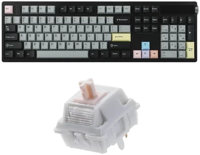 Main image of TH108 PRO Full Size Mechanical Keyboard with Screen & Knob+Cream Marble 47gf Gaming Keyboard Switches