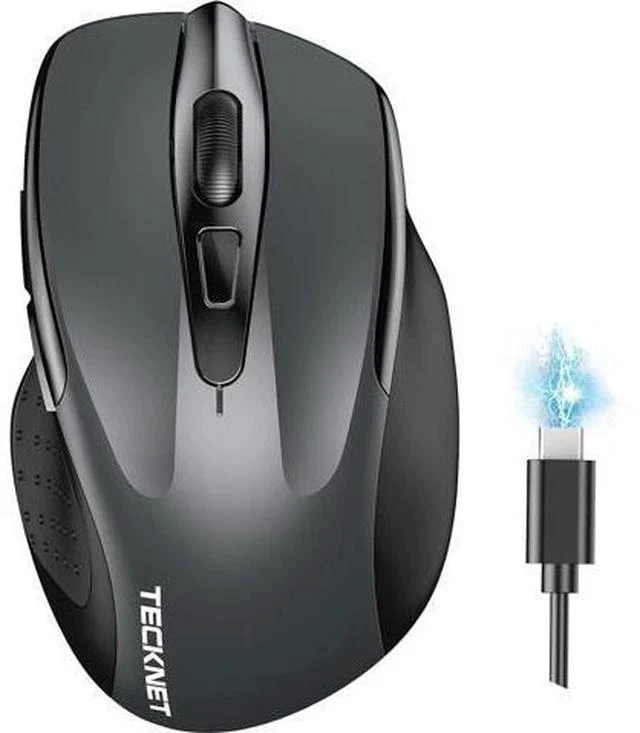 Main image of Wireless Mouse (BT5.0/3.0 & 2.4G) Rechargeable 4800 DPI Silent USB A & Bluetooth Mouse 6 Buttons Wide Compatibility - Grey