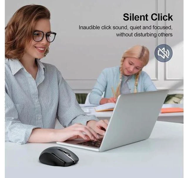 Alt view image 6 of 7 - Wireless Mouse (BT5.0/3.0 & 2.4G) Rechargeable 4800 DPI Silent USB A & Bluetooth Mouse 6 Buttons Wide Compatibility - Grey