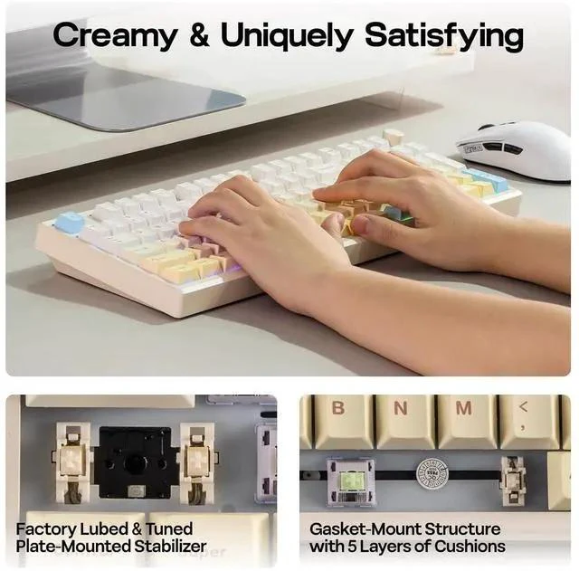 Alt view image 5 of 7 - Galaxy100 Lite QMK/VIA Gaming Keyboard with 8000mAh Battery and Numpad+Click Gaming Mouse Wireless 2.4Ghz/BT/Type-C