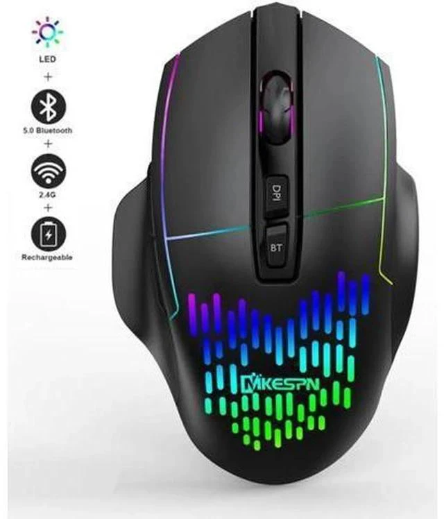 Main image of 2.4G Wireless Bluetooth Mouse, Bluetooth RGB Rechargeable Gaming Mouse Wireless Computer Silent Mause LED Backlit 1600 DPI Ergonomic Gaming Mouse for Laptop PC