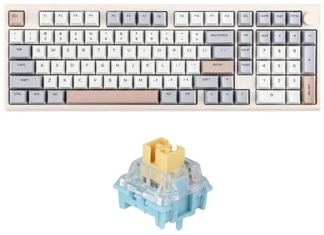 Main image of Galaxy100 QMK/VIA Wireless Gaming Keyboard Marble White Switch +35 Pieces Sea Salt Silent Mechanical Keyboard Switches Set