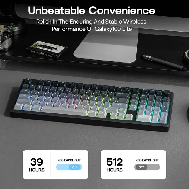 Alt view image 5 of 7 - Galaxy100 Lite QMK/VIA Gaming Keyboard with 8000mAh Battery and Numpad+Crystal Tactile Silent Mechanical Keyboard Switches Set