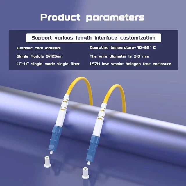 Alt view image 5 of 5 - 30Meters 100ft LC/UPC-LC/UPC Single-Mode Fiber Optic Cable LC to LC OS2 Jumper Optical Patch Cord Simplex 9/125um Yellow LC-LC