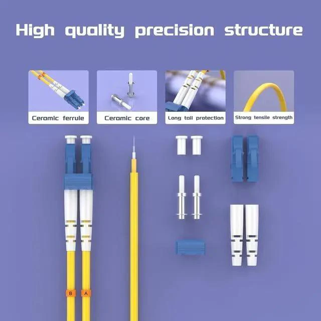 Alt view image 3 of 6 - 40Meters 130ft LC/UPC-LC/UPC Single-Mode Fiber Optic Cable LC to LC OS2 Jumper Optical Patch Cord Duplex 9/125um Yellow LC-LC