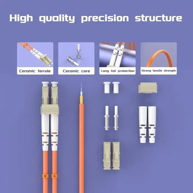 Alt view image 3 of 7 - 7.5Meters 25ft LC/UPC-LC/UPC Multi-Mode Fiber Optic Cable LC to LC OM1 Jumper Optical Patch Cord Duplex 62.5/125um Orange LC-LC