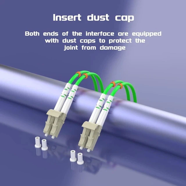 Alt view image 6 of 7 - 75Meters 246ft LC/UPC-LC/UPC 40/100GB Multi-Mode Fiber Optic Cable LC to LC OM5 LC-LC 100Gigabit Jumper Optical Patch Cord Duplex 50/125um Lime Green