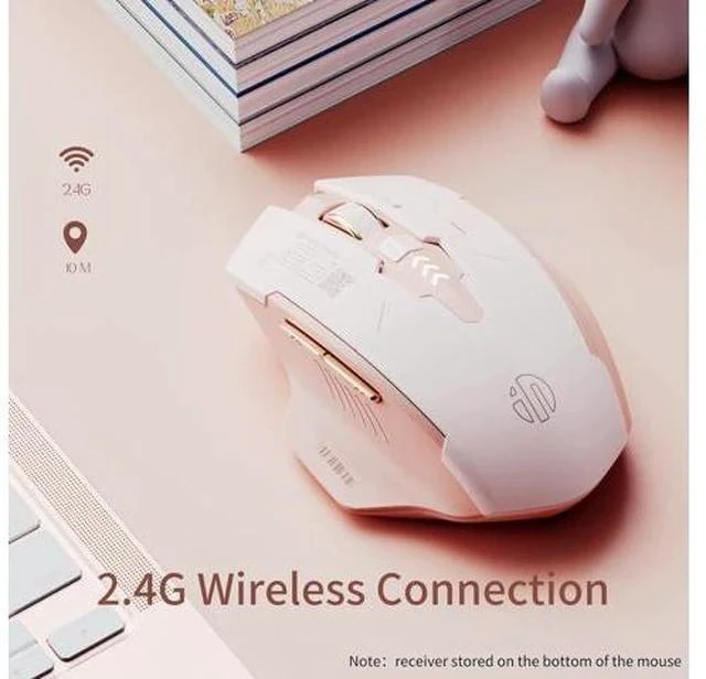 Alt view image 2 of 6 - Wireless Mouse,Rechargeable Mouse Wireless 2.4G USB(Battery Level Visible) Ergonomic Computer Mouse,Silent Wireless Mice for Laptop PC Computer, 3 Levels DPI(Pink)