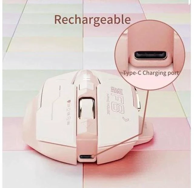 Alt view image 4 of 6 - Wireless Mouse,Rechargeable Mouse Wireless 2.4G USB(Battery Level Visible) Ergonomic Computer Mouse,Silent Wireless Mice for Laptop PC Computer, 3 Levels DPI(Pink)