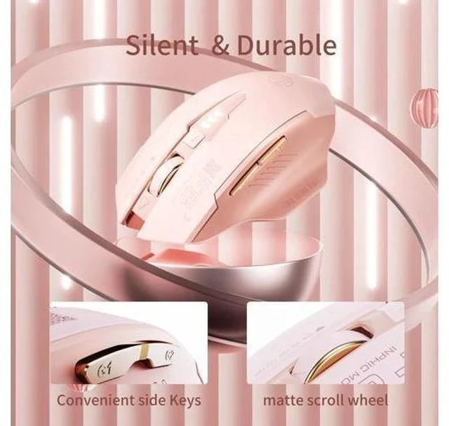 Alt view image 5 of 6 - Wireless Mouse,Rechargeable Mouse Wireless 2.4G USB(Battery Level Visible) Ergonomic Computer Mouse,Silent Wireless Mice for Laptop PC Computer, 3 Levels DPI(Pink)