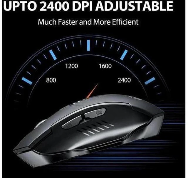 Alt view image 3 of 7 - DIXSG Wireless Mouse, Rechargeable 2.4G RF Wireless Mouse, Upgraded Visible Battery, 2400 DPI, Silent Ergonomic Computer Wireless Mouse for Laptop, Mac, PC etc.