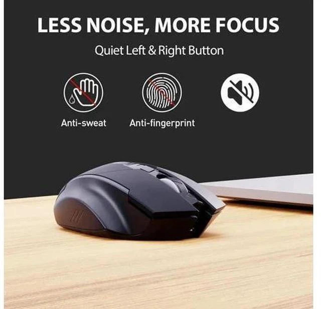 Alt view image 2 of 7 - DIXSG Wireless Mouse, Rechargeable 2.4G RF Wireless Mouse, Upgraded Visible Battery, 2400 DPI, Silent Ergonomic Computer Wireless Mouse for Laptop, Mac, PC etc.