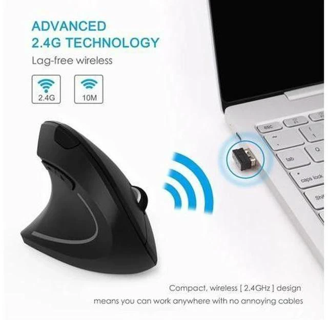 Alt view image 3 of 5 - Left Handed Wireless Vertical Mouse Left Hand Ergonomic Rechargeable Optical Usb Mause 6 Button PC Gaming Mice For Laptop