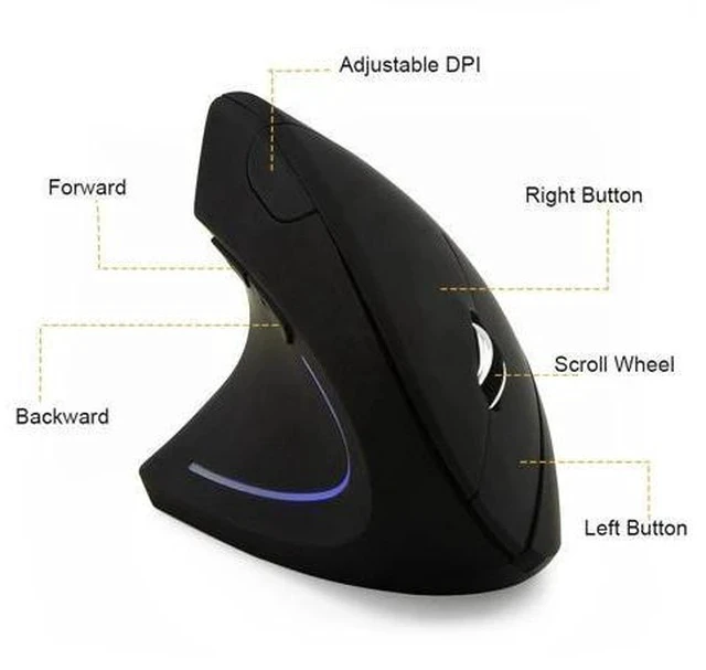 Alt view image 4 of 5 - Left Handed Wireless Vertical Mouse Left Hand Ergonomic Rechargeable Optical Usb Mause 6 Button PC Gaming Mice For Laptop