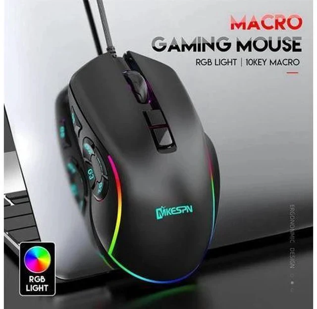 Alt view image 3 of 7 - WISDUM Gaming Mouse USB Wired, RGB Backlit PC Mouse Computer Mice with 14 RGB LED Modes, 7200 DPI Adjustable, 10 Programmable Buttons, Ergonomic USB Optical Mouse for Windows MacOS Laptop Gamer