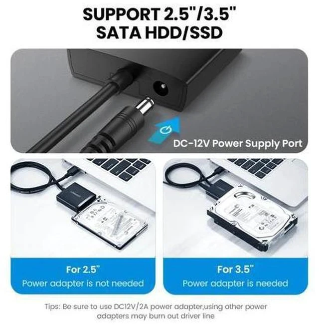 Alt view image 3 of 7 - SATA USB Adapter USB 3.0 2.0 to Sata 3 Cable Converter Cabo For 2.5 3.5 HDD SSD Hard Disk Drive Sata to USB Adapter