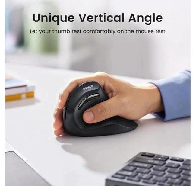 Alt view image 2 of 7 - Vertical Wireless (Bluetooth 5.0+2.4G) Ergonomic Mouse with 5 Buttons 1000/1600/2000/4000 DPI Pre of Mouse Arm Vertical Mouse Compatible with PC/Laptop/Tablet Black