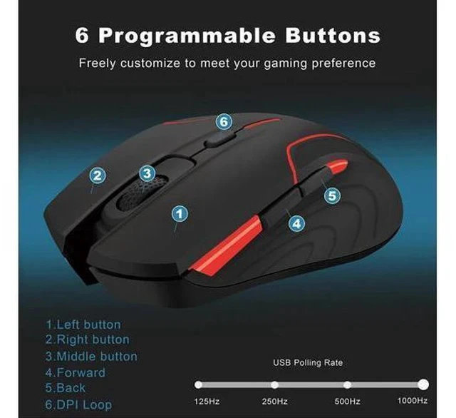 Alt view image 2 of 7 - PC280 Gaming Mouse Customizable RGB Backlight Wireless Mice with 6 Programmable Button Up to 10000DPI for PC Gamer Laptop