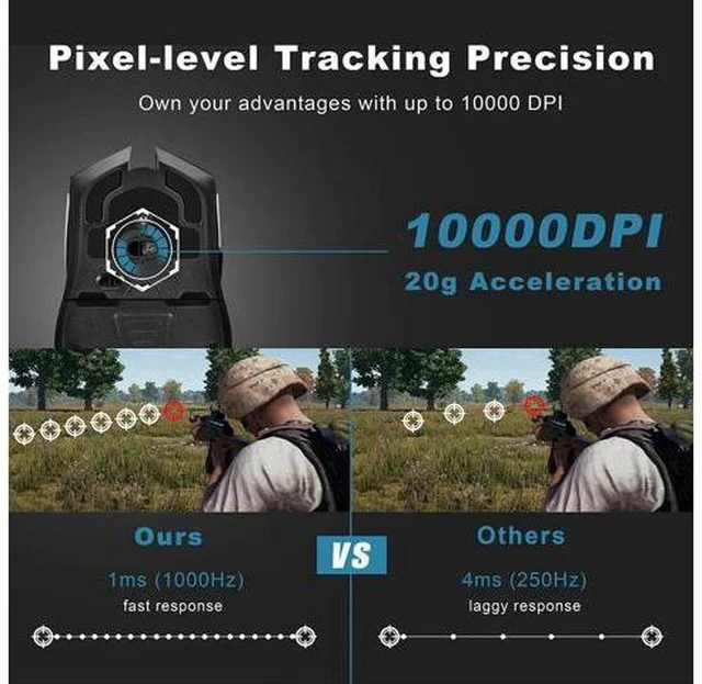 Alt view image 3 of 7 - PC280 Gaming Mouse Customizable RGB Backlight Wireless Mice with 6 Programmable Button Up to 10000DPI for PC Gamer Laptop