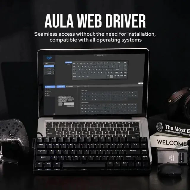 Alt view image 4 of 6 - Aula WIN68 HE Magnetic Keyboard with Adjustable Actuation, Hall Effect Switches, 65% Wired Compact Keyboard, 8000 Hz Polling Rate, Hot-Swappable (Black)