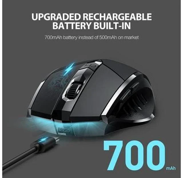 Alt view image 2 of 7 - Inphic Bluetooth Mouse, Multi-Device Silent Rechargeable Bluetooth Wireless Mouse (Tri-Mode: BT 5.0/4.0+2.4G), 1600DPI Ergonomic Portable Mouse for Laptop PC Computer,Smartphone,Windows Mac OS, Black