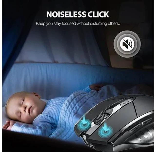 Alt view image 3 of 7 - Inphic Bluetooth Mouse, Multi-Device Silent Rechargeable Bluetooth Wireless Mouse (Tri-Mode: BT 5.0/4.0+2.4G), 1600DPI Ergonomic Portable Mouse for Laptop PC Computer,Smartphone,Windows Mac OS, Black