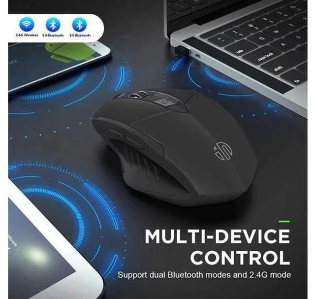 Alt view image 2 of 7 - Bluetooth Mouse, Inphic Multi-Device Silent Rechargeable Bluetooth Wireless Mouse (Tri-Mode: BT 5.0/3.0+2.4G), 1600DPI Ergonomic Portable Mouse for Laptop PC Computer,Windows Mac OS