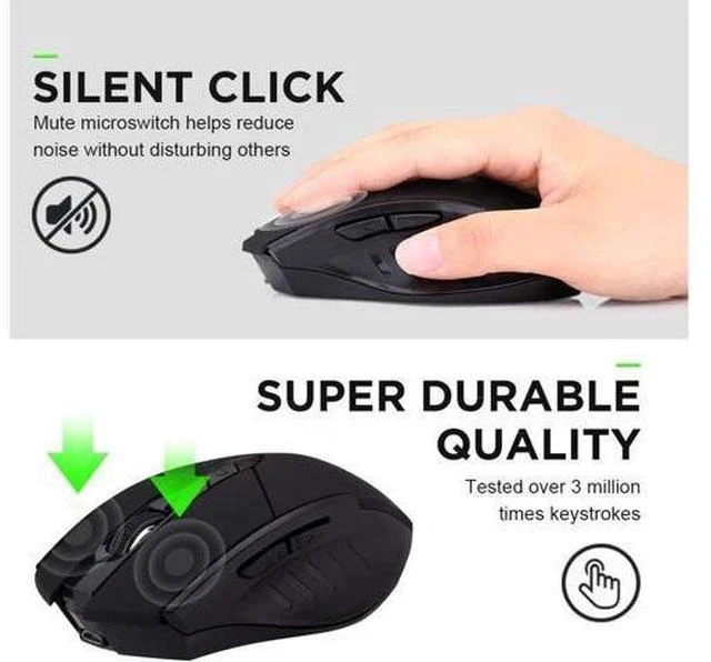 Alt view image 3 of 7 - Bluetooth Mouse, Inphic Multi-Device Silent Rechargeable Bluetooth Wireless Mouse (Tri-Mode: BT 5.0/3.0+2.4G), 1600DPI Ergonomic Portable Mouse for Laptop PC Computer,Windows Mac OS