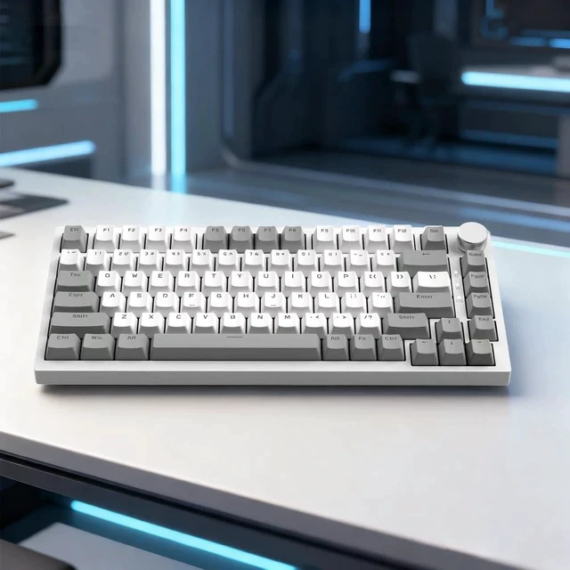 Alt view image 7 of 7 - AK820 Wired 75% Mechanical Keyboard, HP-Style Tactile, Hot-Swappable | 81key PBT keycaps, White Backlit 20 modes, Metal Volume Knob, USB-C, Gasket Mount, 5-layer Foam, Dual Drivers Options, PC/Mac