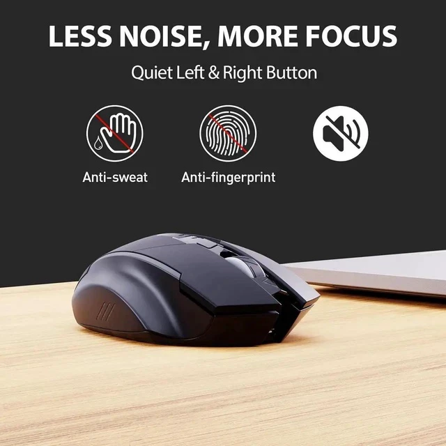 Alt view image 2 of 5 - DIXSG Wireless Mouse, Rechargeable 2.4G RF Wireless Mouse, Upgraded Visible Battery, 2400 DPI, Silent Ergonomic Computer Wireless Mouse for Laptop, Mac, PC etc.