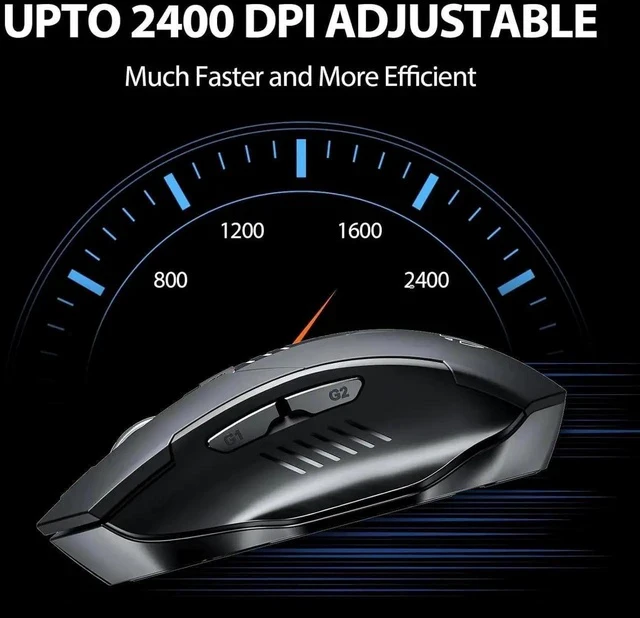 Alt view image 3 of 5 - DIXSG Wireless Mouse, Rechargeable 2.4G RF Wireless Mouse, Upgraded Visible Battery, 2400 DPI, Silent Ergonomic Computer Wireless Mouse for Laptop, Mac, PC etc.