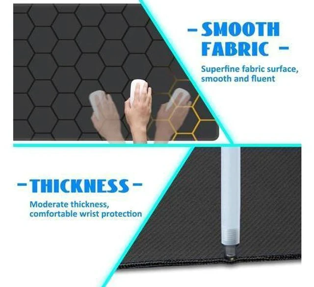 Alt view image 4 of 7 - Desk Mat Black Gold Honeycomb Technology Extended Gaming Mouse Pad Large 31.5x11.8 Big Mouse Pad with Non-Slip Base and Stitched Edge Long Computer Keyboard Mouse Mat for Home Office Work