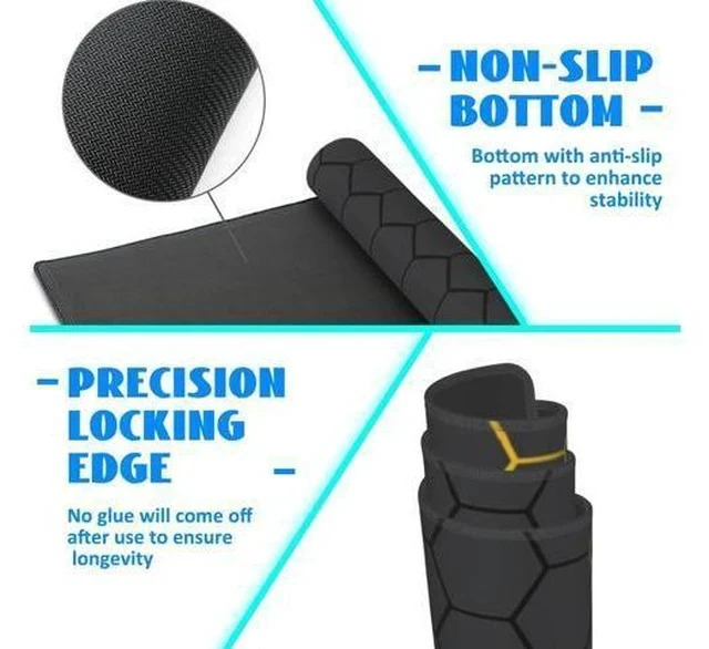 Alt view image 5 of 7 - Desk Mat Black Gold Honeycomb Technology Extended Gaming Mouse Pad Large 31.5x11.8 Big Mouse Pad with Non-Slip Base and Stitched Edge Long Computer Keyboard Mouse Mat for Home Office Work