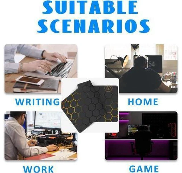 Alt view image 6 of 7 - Desk Mat Black Gold Honeycomb Technology Extended Gaming Mouse Pad Large 31.5x11.8 Big Mouse Pad with Non-Slip Base and Stitched Edge Long Computer Keyboard Mouse Mat for Home Office Work