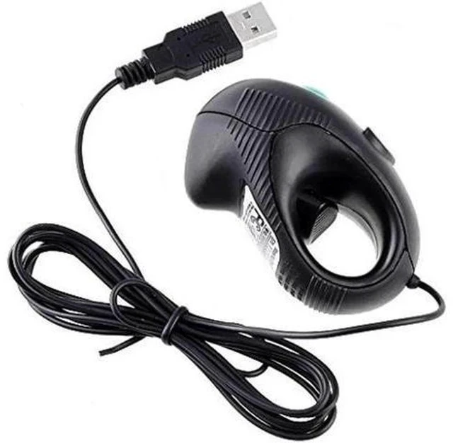 Alt view image 5 of 6 - Portable Mini Finger Hand Held 4D USB Wired Trackball Mouse for Laptop Mac Window Computer Fits Left and Right Handed Users -Black