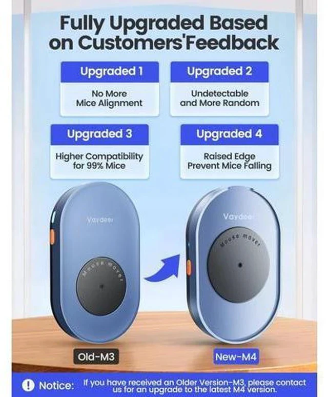 Alt view image 2 of 7 - Undetectable Mouse Mover M4 Mouse Jiggler Device with ON/Off Switch Driver-Free Shaker Wiggler Mouse Movement Simulation for Computer Awakening Gift Ideal for Men/Women