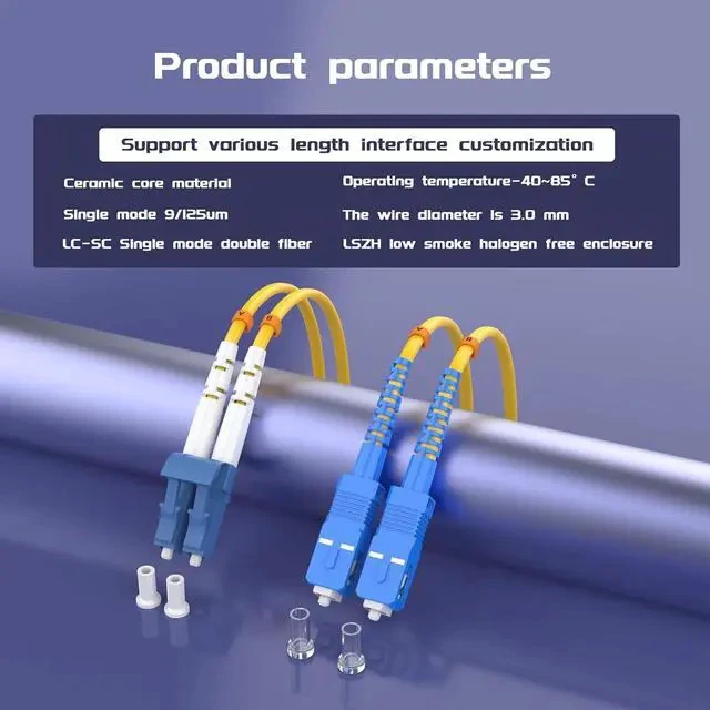 Alt view image 5 of 7 - 30Meters 100ft LC/UPC-SC/UPC Single-Mode Fiber Optic Cable LC to SC OS2 Jumper Optical Patch Cord Duplex 9/125um Yellow