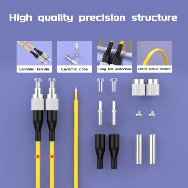 Alt view image 3 of 6 - 30Meters 100ft LC/UPC-FC/UPC Single-Mode Fiber Optic Cable LC to FC OS2 Jumper Optical Patch Cord Duplex 9/125um Yellow LC-FC