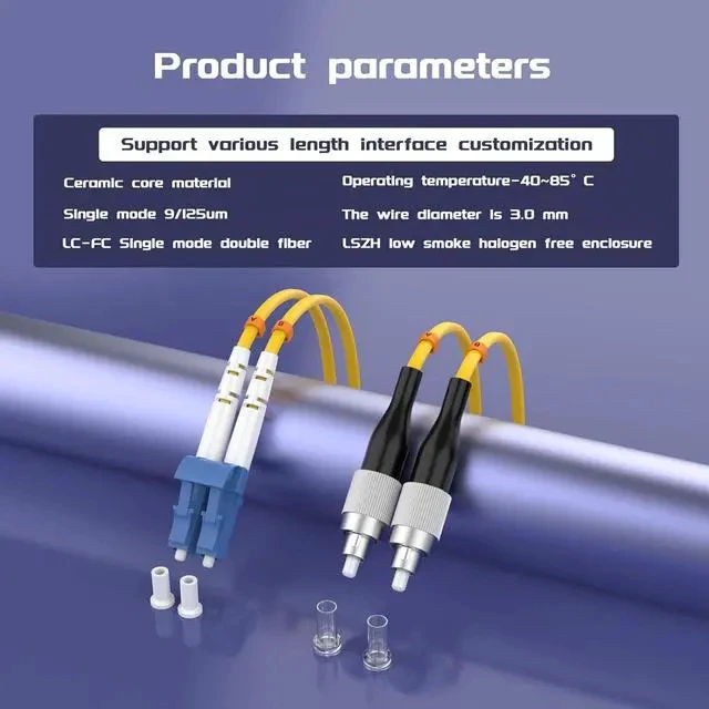 Alt view image 5 of 6 - 30Meters 100ft LC/UPC-FC/UPC Single-Mode Fiber Optic Cable LC to FC OS2 Jumper Optical Patch Cord Duplex 9/125um Yellow LC-FC