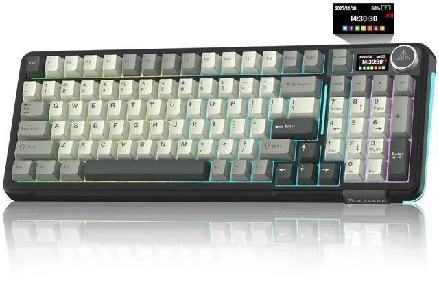 Main image of A99 Pro Wireless Mechanical Keyboard with LCD Screen & Metal Knob, 2.4GHz/BT5.0/USB-C, RGB Backlit G