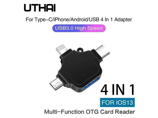 Alt view image 6 of 7 - C66 For iPhone Android Type-C USB3.0 4 In 1 OTG Adapter Multi All In 1 Card Reader Connect U Flash Drive Mouse For IOS13