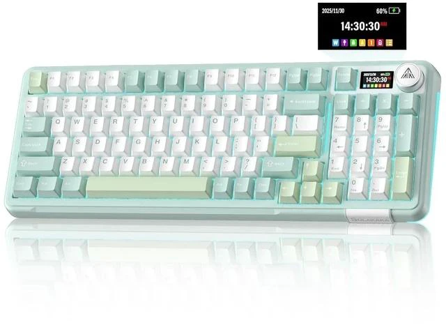 Main image of A99 Pro Wireless Mechanical Keyboard with BT5.0/2.4GHz/USB-C, LCD Screen & Metal Knob, Gasket-Mounte