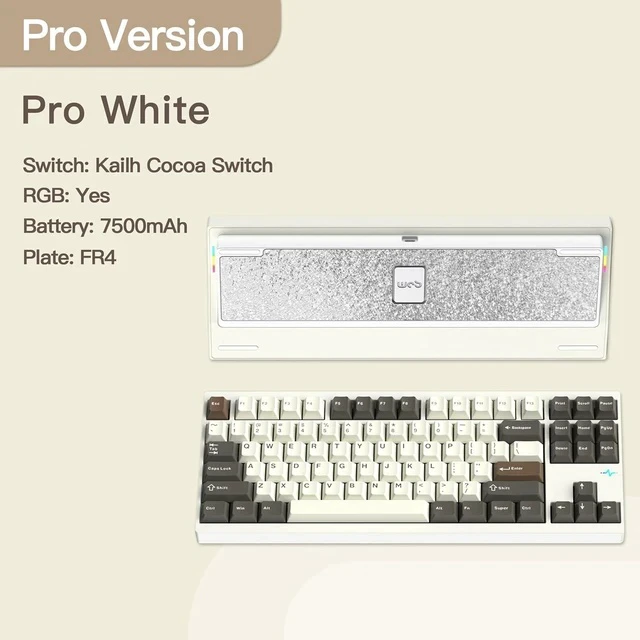 Alt view image 2 of 7 - WOBKEY Crush 80 Reboot CNC Aluminum 5-Second Quick-Release Triple-Mode Connectivity Mechanical Keyboard with Superior Acoustics (Pro White)