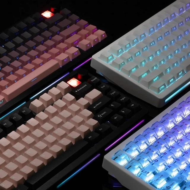 Alt view image 4 of 5 - PMOKEY P75 75% Wireless Mechanical Keyboard, Tri-Mode RGB Gaming Keyboard with Dot-Matrix Display, Aluminum Alloy Body, Volume Knob, Up to 10000mAh Battery (Pro White)
